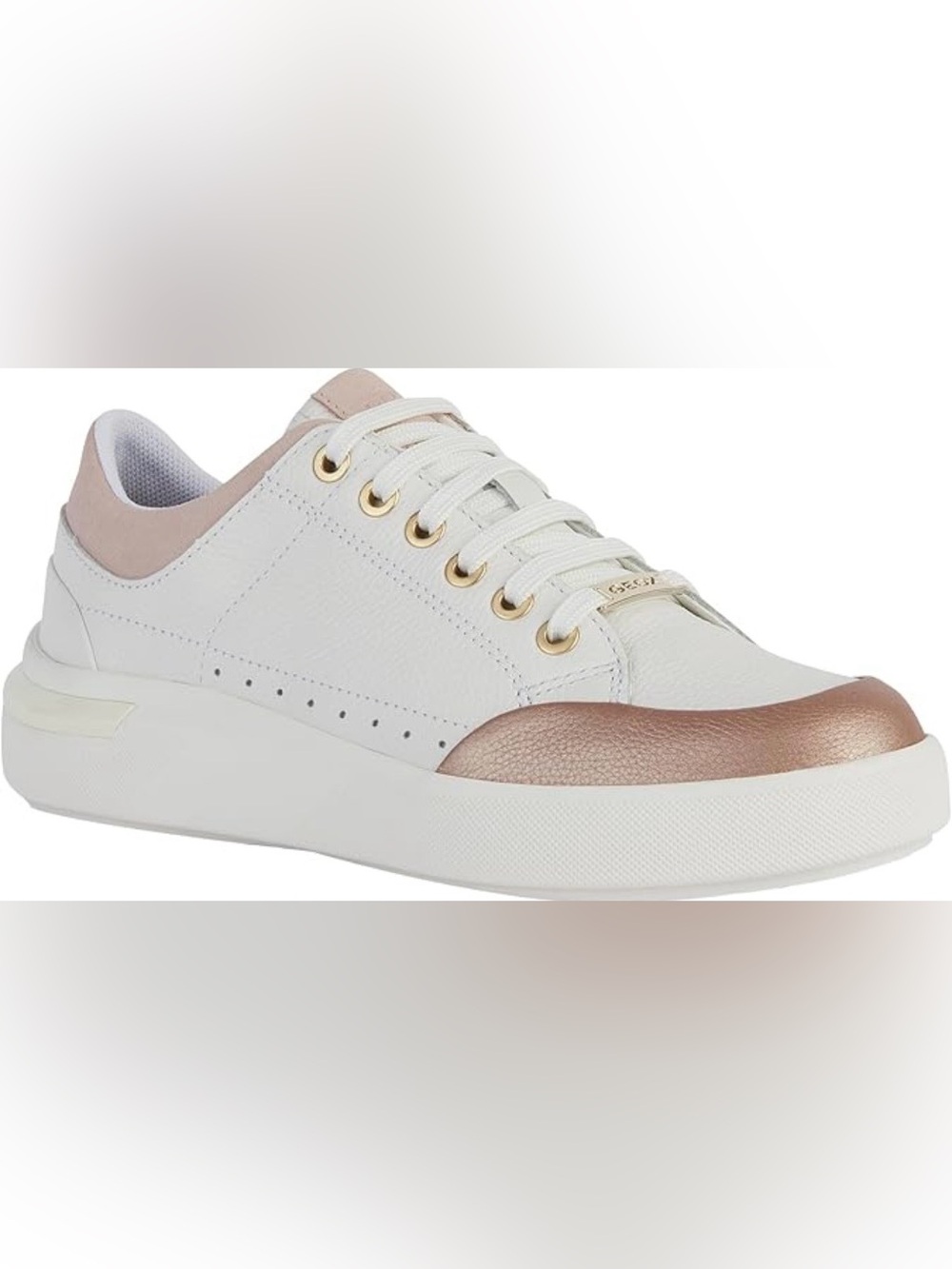 Geox Women's White Sneakers with Rose Gold Accent